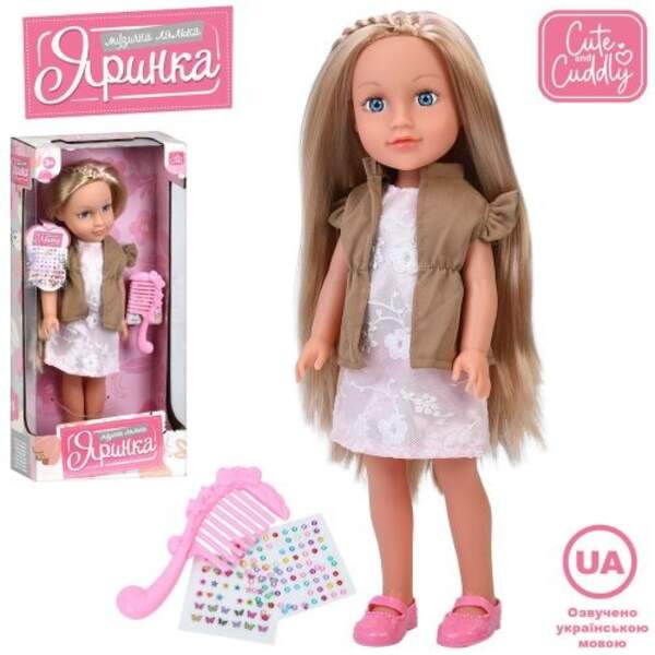 Лялька M 6230 I UA (18шт) Яринка, 40см, музика(укр), пісні, гребінець, стрази-наліпки, на бат(табл), (шт)