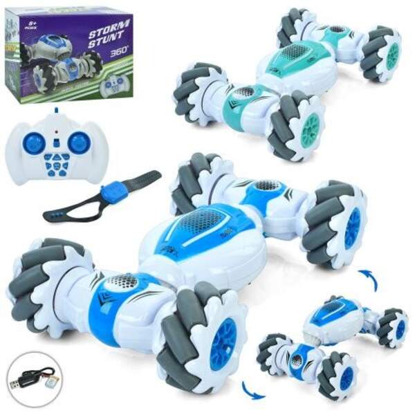 Машинка S-012 (4шт) р/к, пульт 2шт (1шт- браслет) , акум, 18,5см,трюкова, 2кольори, USBзарядне, в ко (шт)