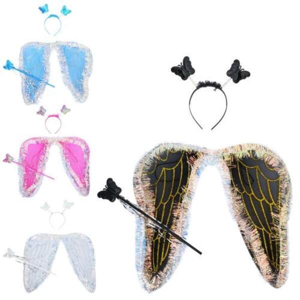 Набір аксесуарів YG0330 (170шт) набір карнавальний, янгол/ангел, крила 42-36см, обруч-метелики, чарі (шт)