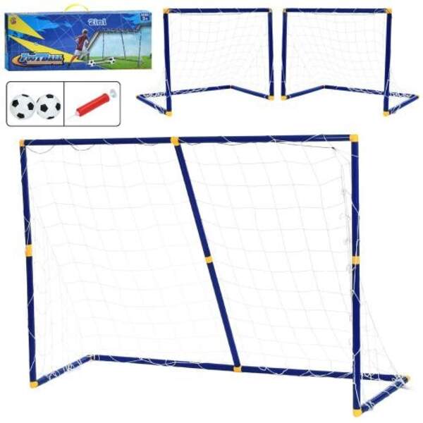 Футбольні ворота MR 1534 (12шт) 2в1 (1шт 138-45,5-в100см, 2шт 73,5-45,5-в55,5см), сітка 3шт, насос, (шт)