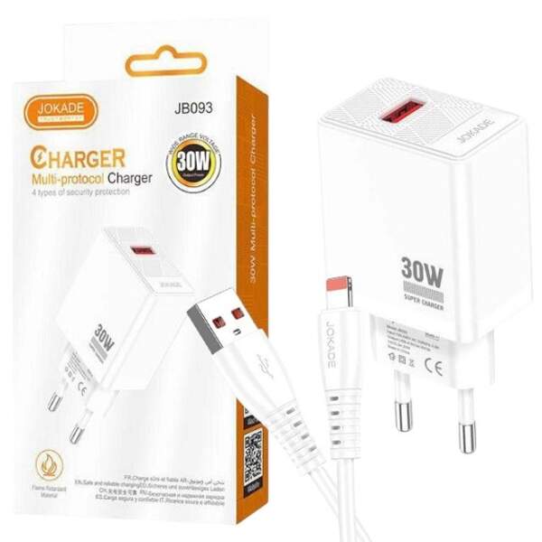 МЗП JOKADE JB094 30W + кабель Lightning білий (шт)