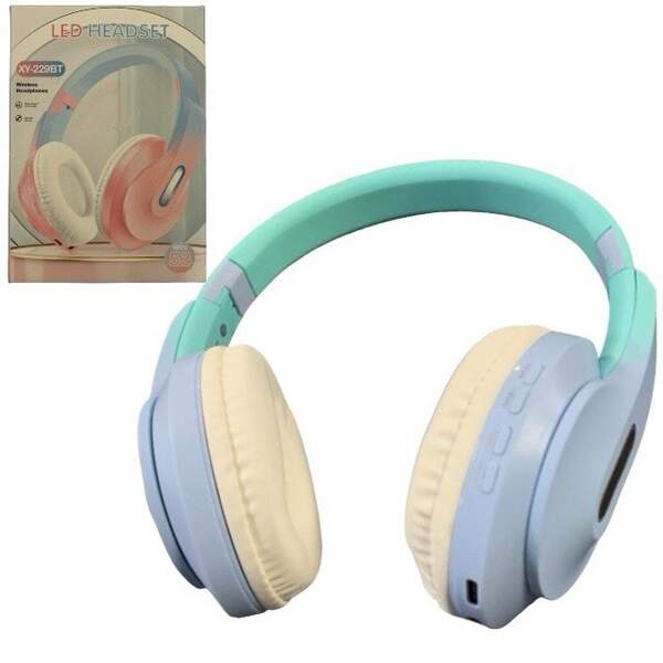 Навушники блютуз  дитячі з LED підсвіткою, зелені 229ВТ (шт)