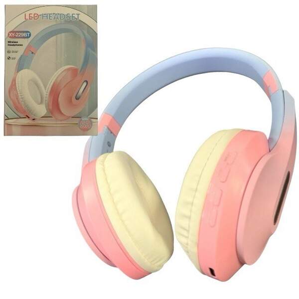 Навушники блютуз  дитячі з LED підсвіткою, сині 229ВТ (шт)