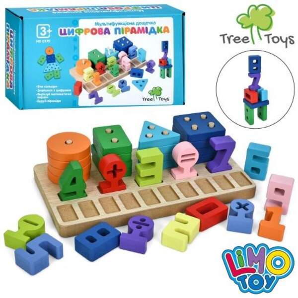 Дерев’яна іграшка Багатофункціональна дошка MD 0370 (30шт) ігрове поле, геометрика (геом.фігури 16шт (шт)