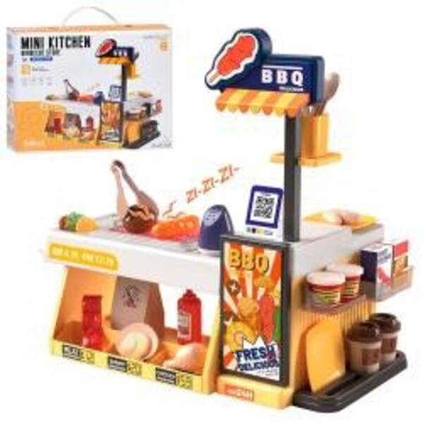 Магазин 889-294A (12шт) барбекю, прилавок, 39-25,8-в41,5см, звук, світло, продукти, посуд, гроші, 44 (шт)