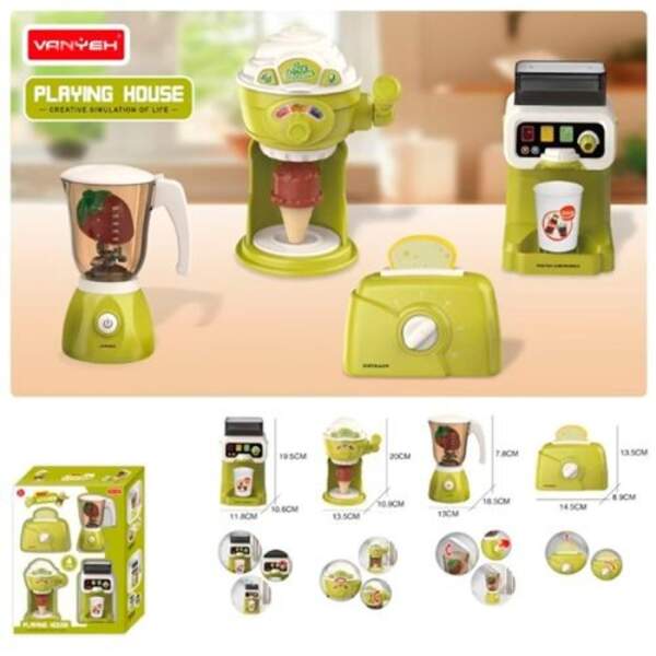 Набір побутової техніки MW5510 (12шт) блендер 15см-обертається винт, тостер 12см-механіч, кавоварка (шт)