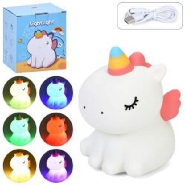 Нічник 8619 (36шт) єдиноріг, 14-9-11см, світло (кольорове), сенсорний, акум, USB-зарядне, в кор-ці, (шт)