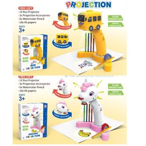 Проектор 6658-6659 (56шт) 20-13-в23см, світло, слайди/24картинки, бумага, фломастери 6шт, на бат-ці, (шт)