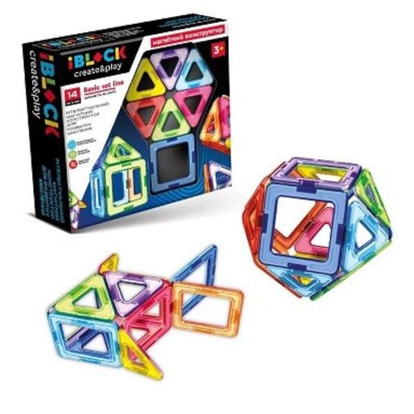 Конструктор магнітний IBLOCK арт. PL-923-525 (48шт/2)  14дет., короб. 22*5*21см (шт)