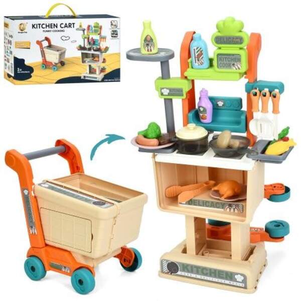 Магазин 928 (24шт) 2в1(кухня 31-в49-20см, візок), продукти, посуд, в кор-ці, 36-21-12,5см (шт)