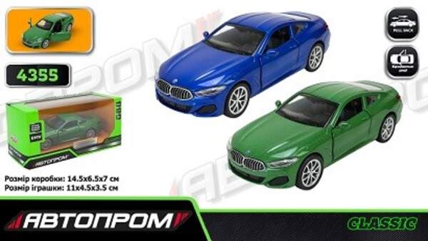 Машина мет. АВТОПРОМ арт. 4355 (96шт/2) ,2 кольори1:44 BMW M850i Coupe,відкр..двері,у кор.. 14,5*6,5 (шт)