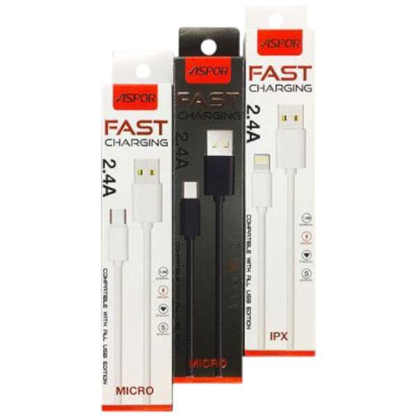 USB кабель Aspor A103 Micro Econom пак 2.1A/1.2м- чорний (шт)