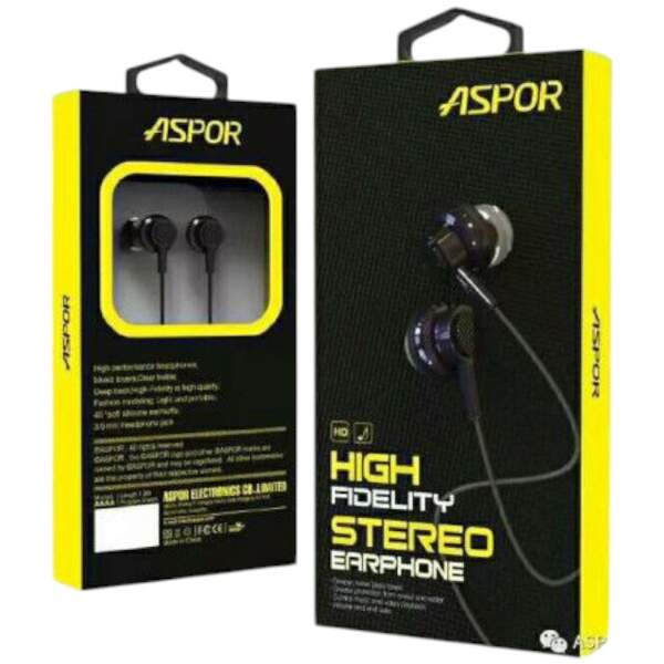 Навушники з мікрофоном Aspor EA-21- чорний (шт)