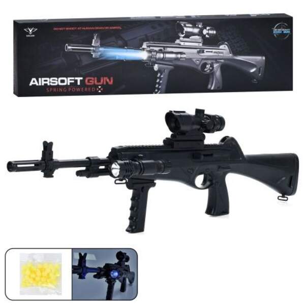 Автомат 8910B (6шт) 79см, пластикові кулі, світло, прицел, бат(табл), в кор-ці, 82,5-21,5-7см (шт)