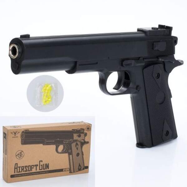 Пістолет 2125 (18шт) 25см, пластикові кулі, метал+пластик, в кор-ці, 28,5-16,5-5см (шт)