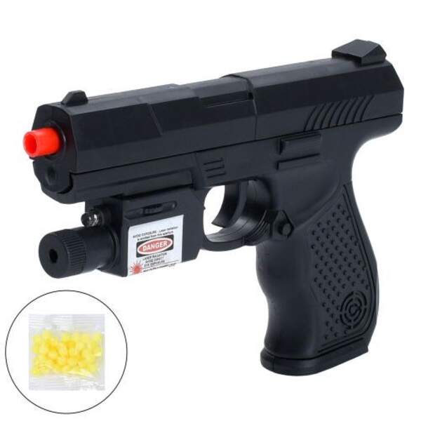 Пістолет P9B (96шт) 17см, пластикові кулі, світло, лазер, на бат(табл), у пакеті, 15-20-3см (шт)