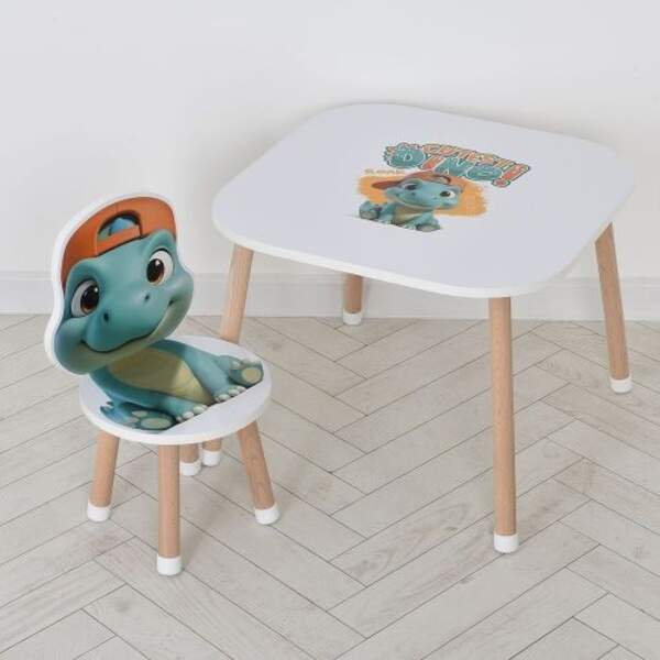 Столик M 502-5 (1шт) 1 стільчик, дерев'яний, динозаврик (шт)