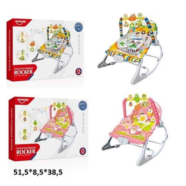 Дитячий шезлонг-гойдалка HE0655/HE0656  0-18кг вібрац.муз.2в.кор.51,5*8,5*38,5 /6/ (шт)