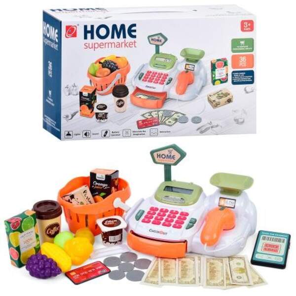 Касовий апарат 668-118 (24шт) 22-16,5-10смкалькулятор, сканер, ваги, звук, світло, корзина, продукти (шт)