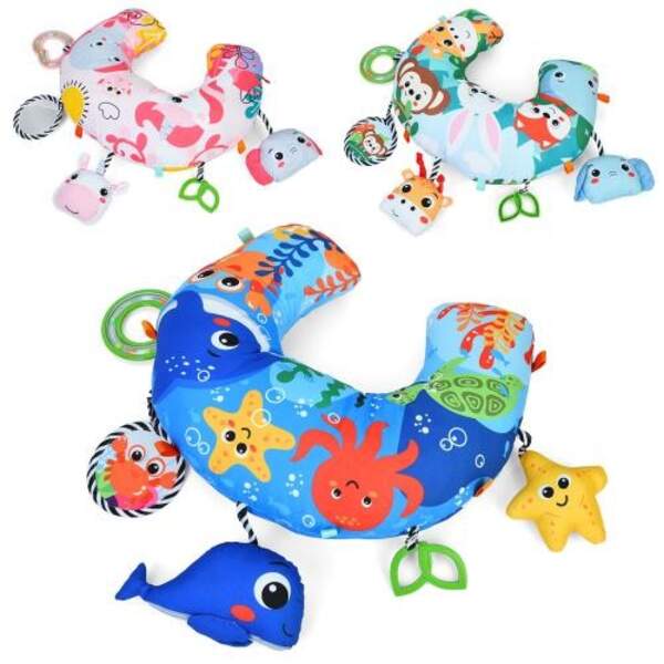 Килимок для немовляти 63633 (12шт) подушка, 39-30-11см, підвіски 5шт (дзеркало, брязкальце, шуршить) (шт)