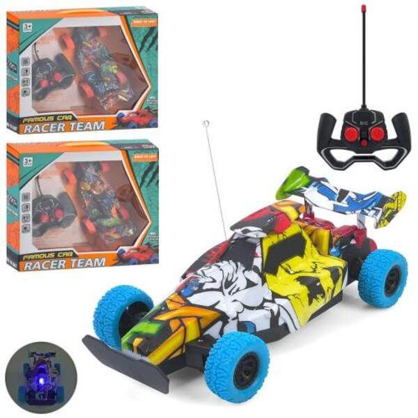 Машина 555-522 (18шт) р/к, 20см, світло, гумові колеса, мікс видів, на бат-ці, в кор-ці,31-26-8см (шт)