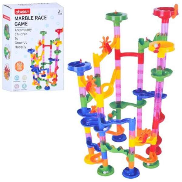 Настільна гра 52061 (10шт) конструктор, трубчатий, лабіринт-гірки, кульки, 105дет, в кор-ці, 30-20-1 (шт)