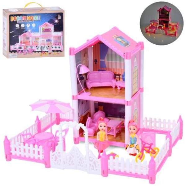 Будиночок SH99-2 (36шт) 2 поверхи, світло, меблі, лялька 2шт 10см, 88дет, бат(табл), в кор-ці, 30-25 (шт)