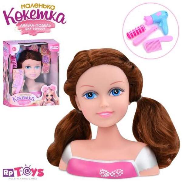 Лялька голова для зачісок 913-Q (30шт) 20см, фен, бігуді, гребінець, в кор-ці, 23-28,5-12см (шт)