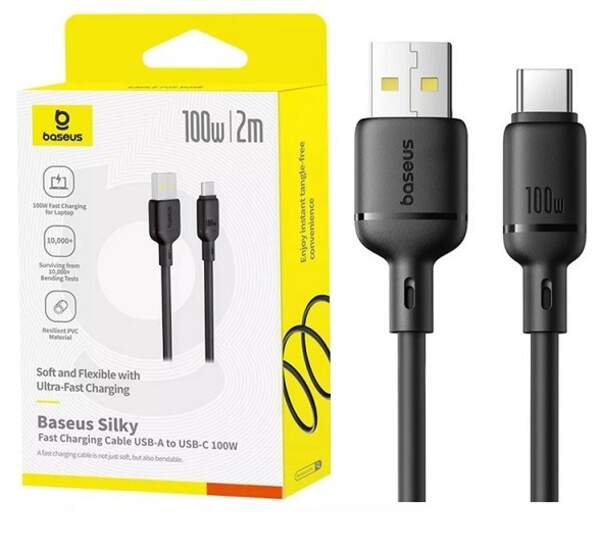 Кабель Baseus Silky Series USB toType-C  2.4A  2м Black (P10377703113-01) (шт)