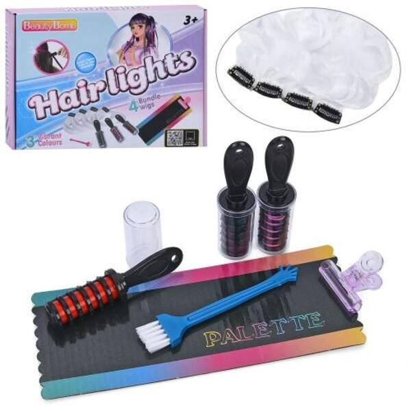 Косметика RY6372 (48шт) крейда для волосся 3шт/3кольори, канекалон 4шт, пензлик, в кор-ці, 29,5-21-5 (шт)