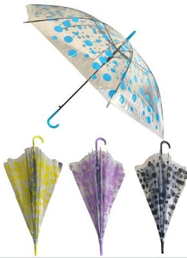 Парасолька тростина прозр. з точкою (довжина спиць 55см * 8шт) № К201(0008) (100) (шт)