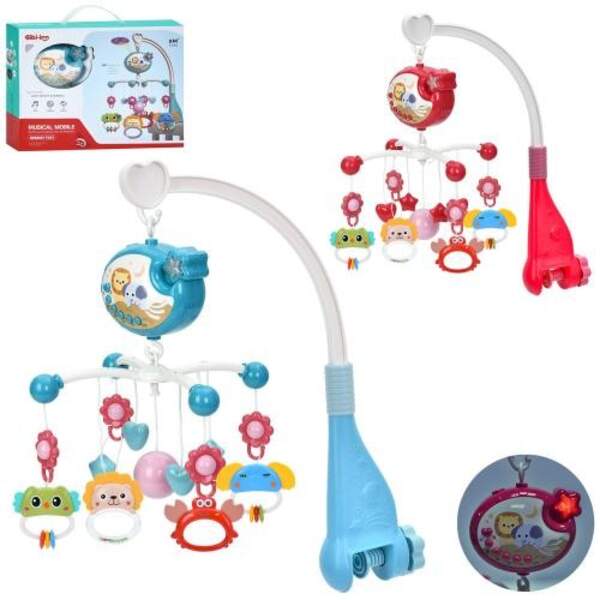 Карусель на кроватку 648A-66-67 (18шт) підвіски 5шт(брязкальце), музика, світло, проектор, 2 кольори (шт)