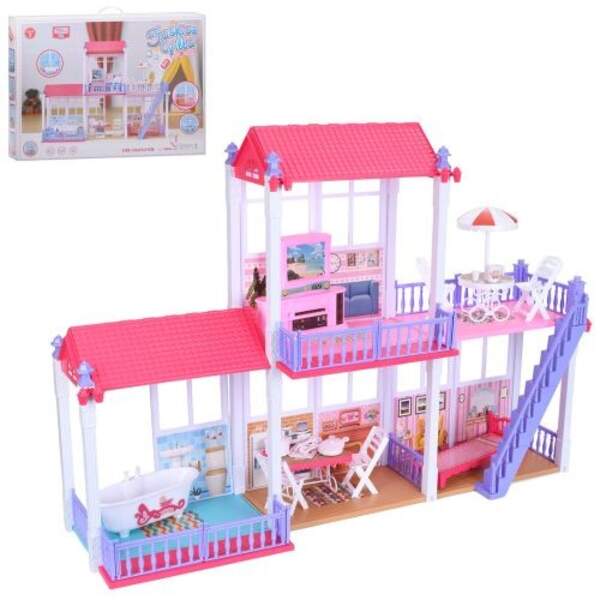 Будиночок 922 (4шт) 104-27-в74см, 2 поверхи, меблі, посуд, 136дет, в кор-ці, 72-52-12см (шт)