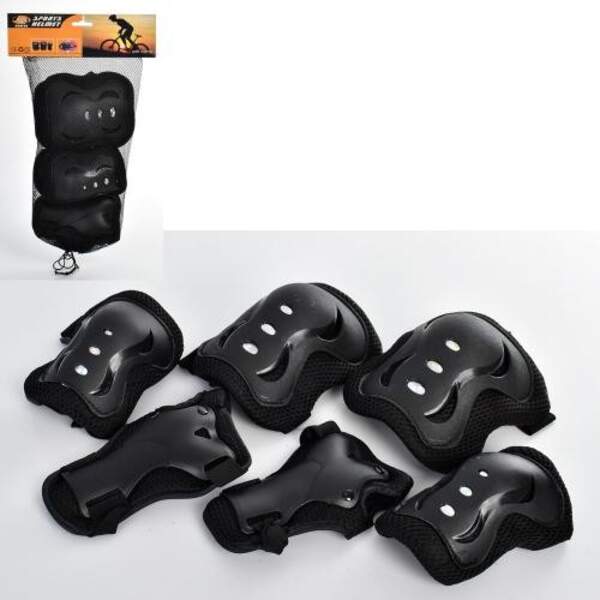 Захист MS 3421 (50шт) для колін, ліктів, зап'ясть,розмір L, чорний,сітка,24-40-9см (шт)