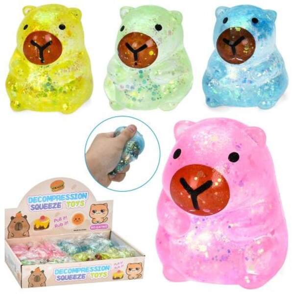 Іграшка MS 4741 (144шт) капібара, 8см, фігурка, антистрес, тягнеться, глітер, пакет, 12 шт(4кольори) (шт)