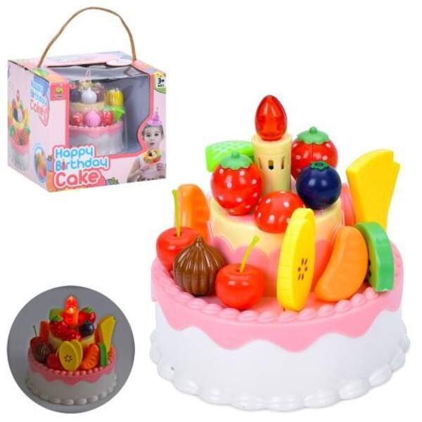 Продукти 228E18-8 (48шт) солодощі, торт, 12см, прикраси, свічка, музика(англ), світло, в кор-ці, 16, (шт)