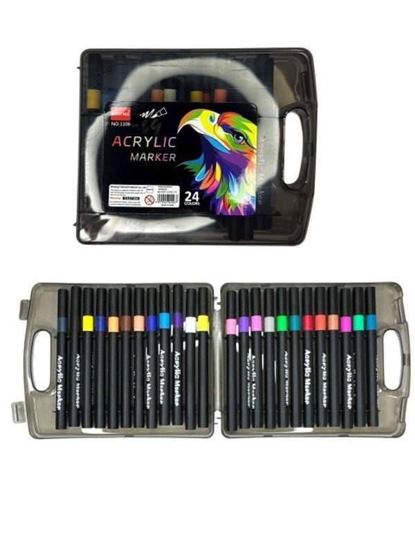 Акрилові фломастери в прозр. кор. в 24кол. на водній основі (2,8*18*14,5)см №1106-24 (60) (шт)