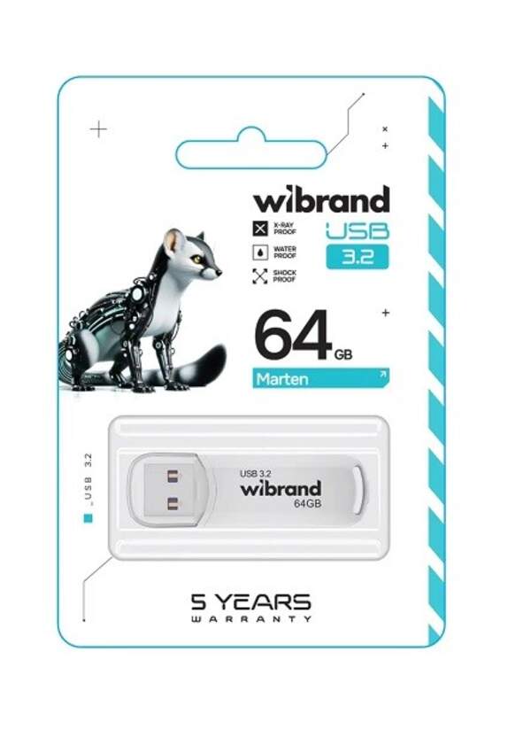 Флеш-накопичувач Flash Wibrand USB 3.2 Gen1 Marten 64GB White (шт)