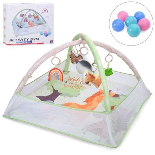 Килимок для немовляти 304 (8шт) 75-51см, 2в1(манеж 75-75см), 2 дуги, підвіски 5шт(пискавка, дзеркало (шт)