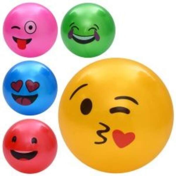 М'яч дитячий MS 4847 (120шт) 9 дюймів, смайл, 57-60г, 4 види/мікс кольорів (шт)