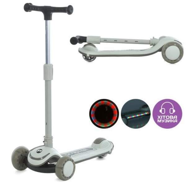 Самокат JR3-130-W (1шт) Max-big, метал+пластик, 3колеса ПУ , 2колеса120мм світло,заднє 85мм світло, (шт)
