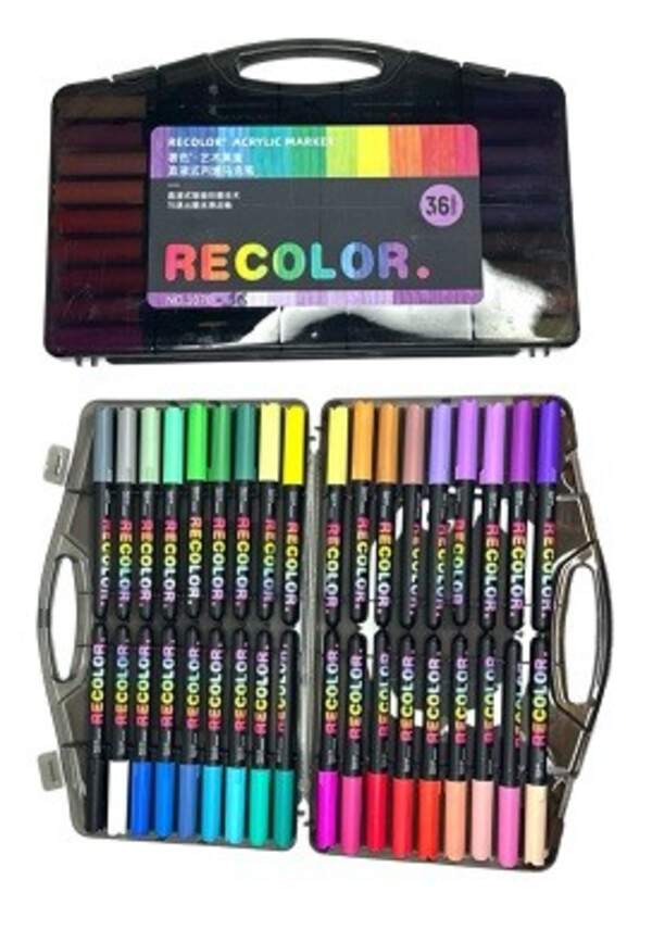 Акрилові фломастери в прозр. кор. в 36кол. на водній основі (3,3*28,5*18,5)см №1070-36 (36) (шт)