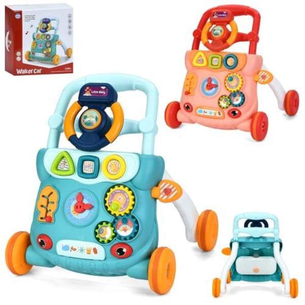 Каталка-ходунки 888Q (12шт) 40-32-в40,5см, сортер, шестерні, годинник, лабіринт, кермо-музика, світл (шт)