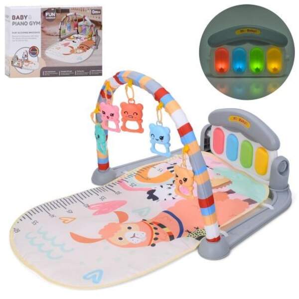 Килимок для немовляти 8806 (24шт) 70-44см, дуга, підвіски 5шт(тварини), піаніно-музика, світло, на б (шт)