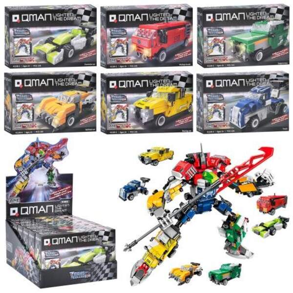 Конструктор Qman 41109 (72шт) машина, від 126дет, в кор-ці, 6в1 (робот), 6шт(6видів) в дисплеї, 23-1 (шт)