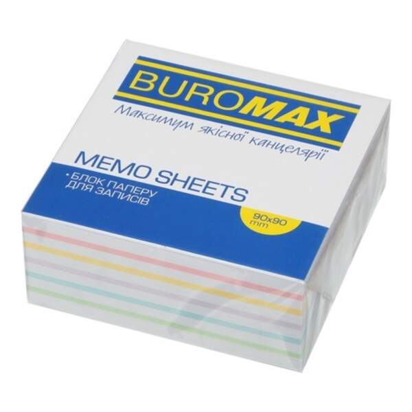 Блок паперу для нотаток ЛЮКС "Веселка" PASTEL, 90х90х40мм, скл BM.2246 (1/72шт) (шт)