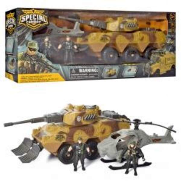 Набір рятувальників D3109-44 (12шт) військовий танк 40см, гелікоптер 34см, фігурки 2шт.9,5см, кор., (шт)