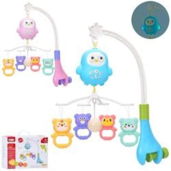 Карусель на кроватку 368-20 (36шт) підвіски 5шт(брязкальце, 4шт тварини, 1шт-кулька), блок-пташка, м (шт)