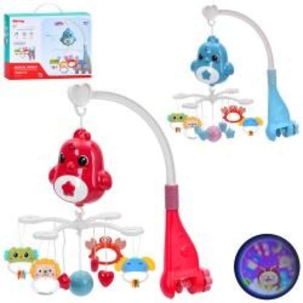 Карусель на кроватку 648A-68-69 (18шт) підвіски 9шт, брязкальце, музика, проектор, 2 кольори, на бат (шт)