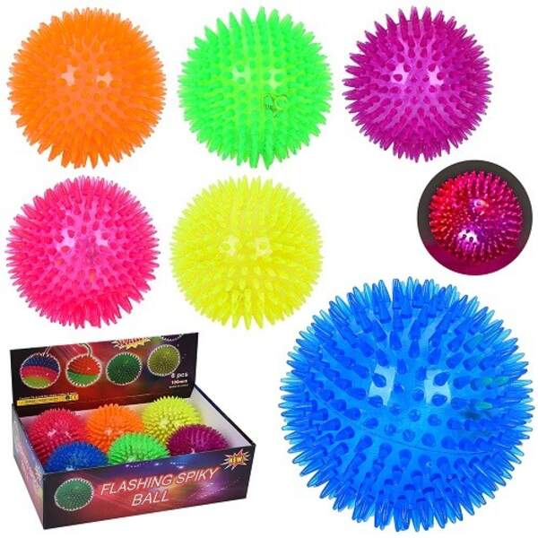 М'яч дитячий MS 1137-5 (72шт) 10см, пискавка, масажний, світло, бат(табл), 6шт(6 кольорів), 6шт в ди (шт)